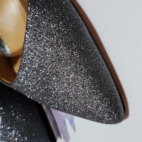 JESSICA SIMPSON PASELLE PEWTER MICRO FLASH METALLIC SILVER GLITTER PUMP STILETTO - Picture 3 of 14